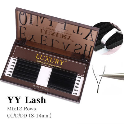 YY Lash Extensions CC/D/DD Curl 0.10mm ضخامت حجم Extension 8-14mm طولانی ماندگار Matte Black False Lashes
