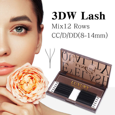 YY Lash Extensions CC/D/DD Curl 0.10mm ضخامت حجم Extension 8-14mm طولانی ماندگار Matte Black False Lashes