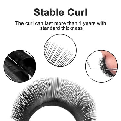 YY Lash Extensions CC/D/DD Curl 0.10mm ضخامت حجم Extension 8-14mm طولانی ماندگار Matte Black False Lashes