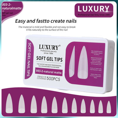 500pcs/Box حرفه ای طبیعی مات شکل تیز ناخن های جعلی برای مینیکور DIY
