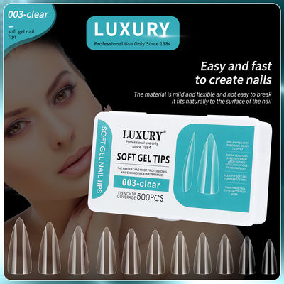 نوک ناخن نرم ژل 500PCS / جعبه ناخن آکریلیک فشار بر روی ناخن برای ناخن هنر طراحی ابزار مینیکور