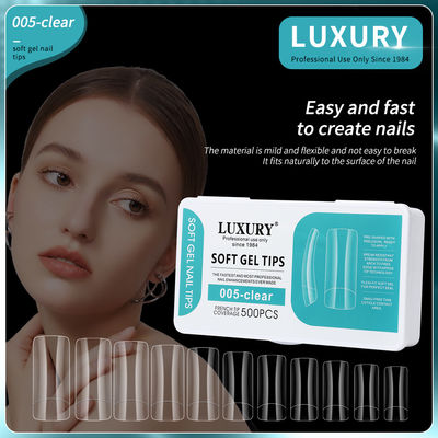 500PCS مربع ناخن های جعلی آکریلیک طبیعی شفاف قابل استفاده مجدد ناخن های جعلی