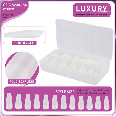 500pcs/Box متوسط تابوت نوک ناخن طبیعی مات پوشش کامل آکریلیک نوک ناخن پیش شکل 11 اندازه