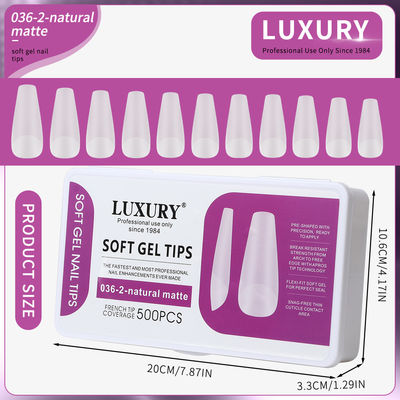 500pcs/Box متوسط تابوت نوک ناخن طبیعی مات پوشش کامل آکریلیک نوک ناخن پیش شکل 11 اندازه