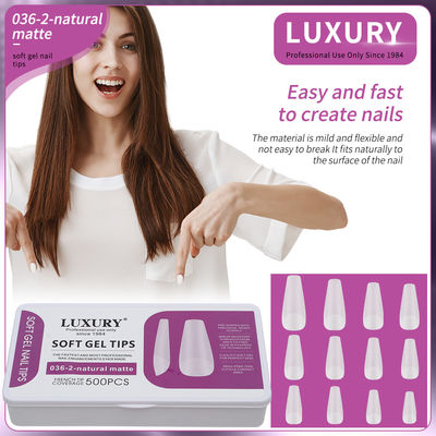 500pcs/Box متوسط تابوت نوک ناخن طبیعی مات پوشش کامل آکریلیک نوک ناخن پیش شکل 11 اندازه
