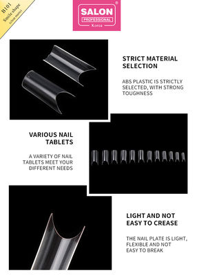 ABS Clear Matte Full Cover ناخن های جعلی شکل لبخند برای سالن و DIY ناخن های تمدید شده