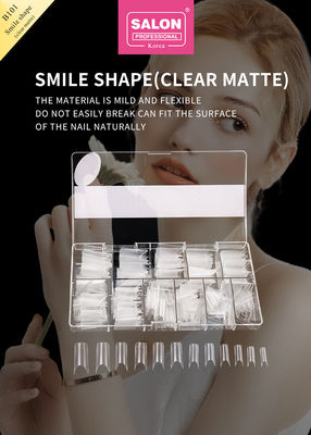 ABS Clear Matte Full Cover ناخن های جعلی شکل لبخند برای سالن و DIY ناخن های تمدید شده